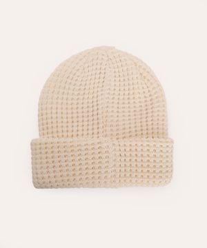 gorro de tricot com dobra off white