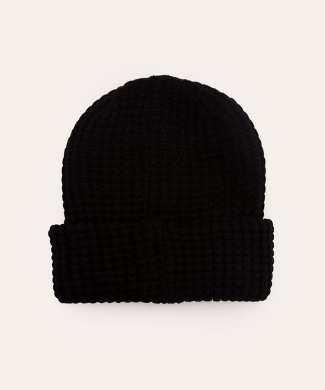 gorro de tricot com dobra preto