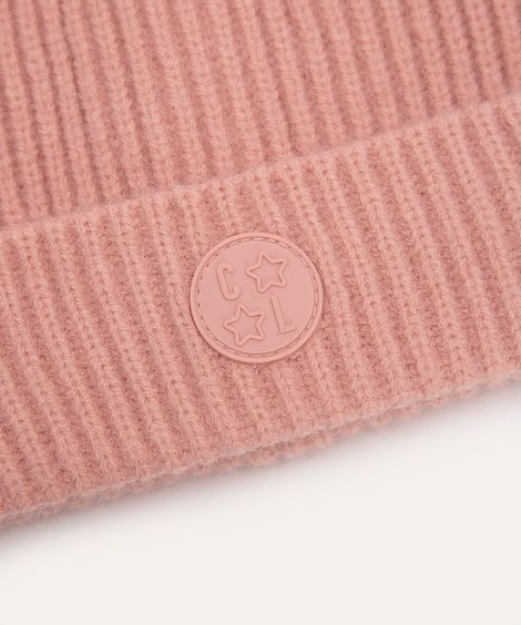 gorro infantil de tricot canelado rosa