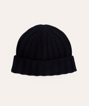 gorro de tricot canelado azul marinho