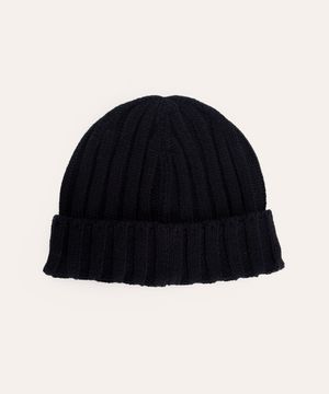 gorro de tricot canelado azul marinho