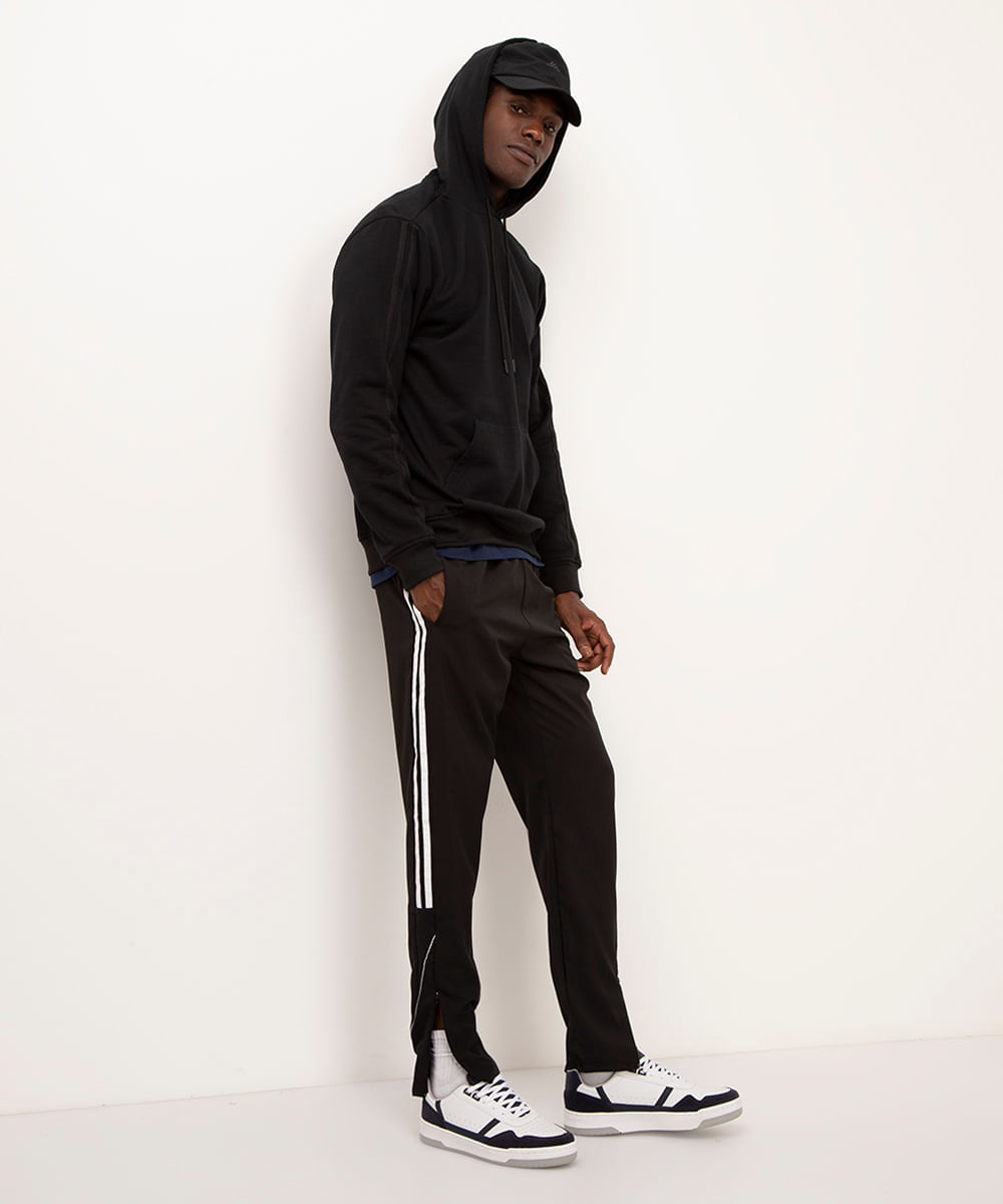 calça jogger esportiva com zíper lateral preto