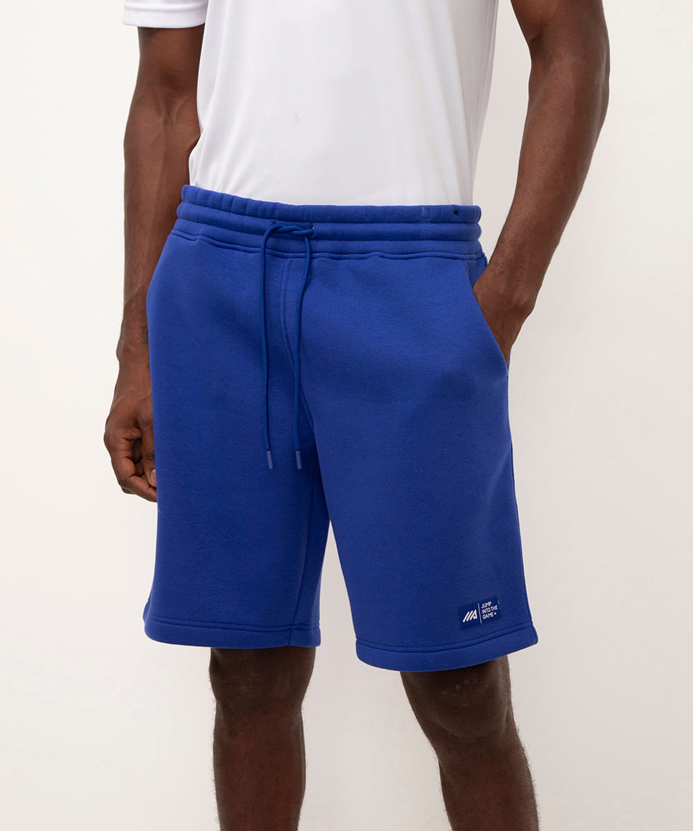 bermuda de moletom com bolso azul