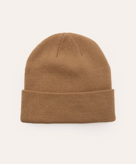 gorro de tricot com dobra bege