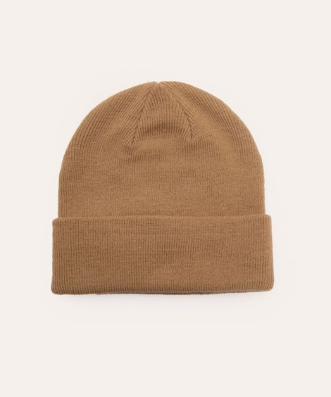 gorro de tricot com dobra bege