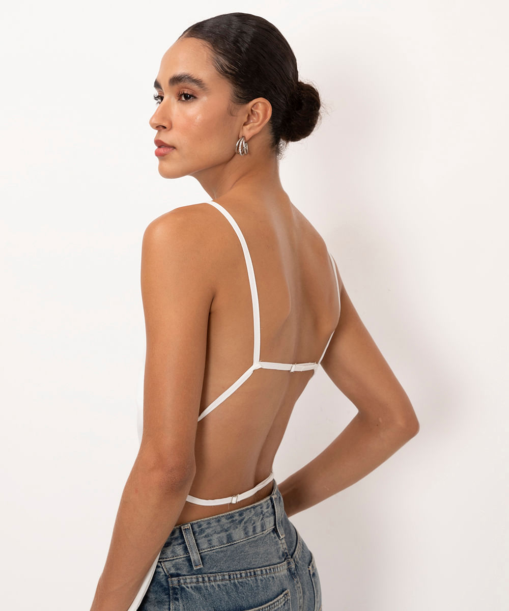 blusa frente única alças finas off white