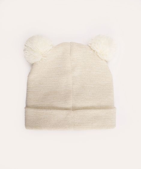 gorro infantil bordado com pompons off white