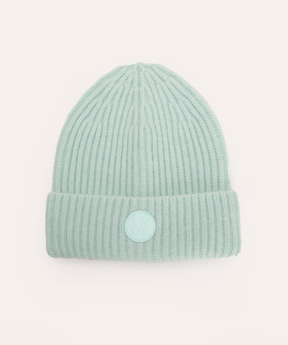 gorro infantil de tricot canelado verde
