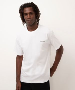 camiseta de algodão manga curta estampada off white