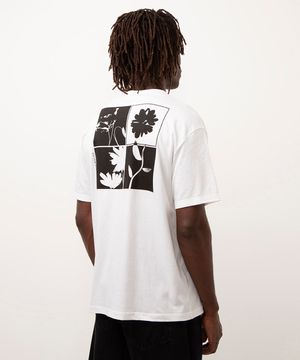 camiseta de algodão manga curta estampada off white