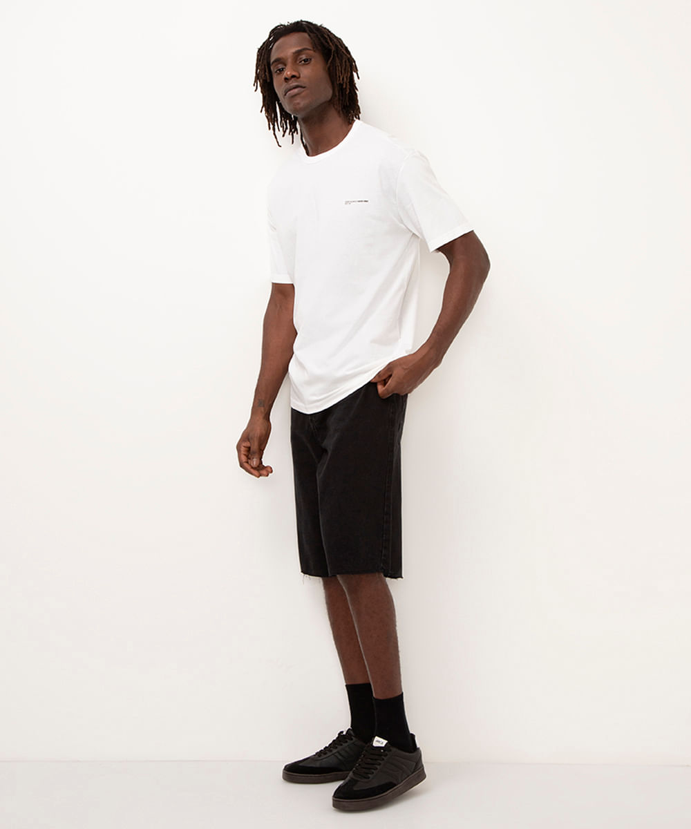 camiseta de algodão manga curta estampada off white