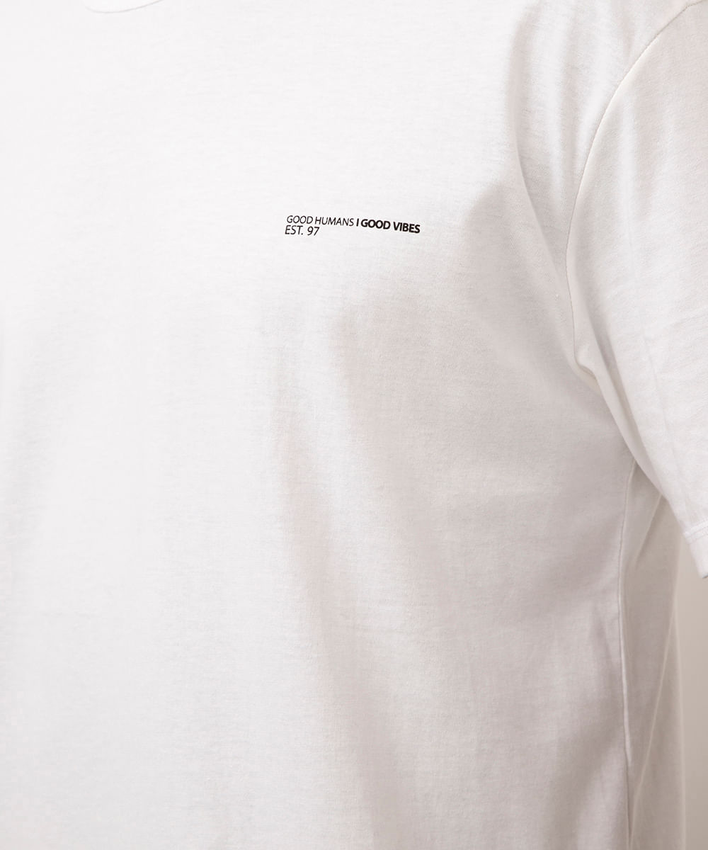 camiseta de algodão manga curta estampada off white