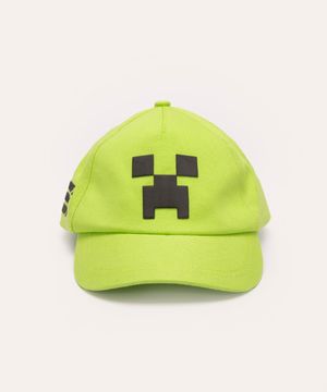 boné infantil minecraft verde neon