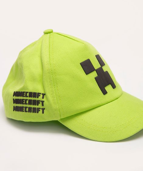 boné infantil minecraft verde neon