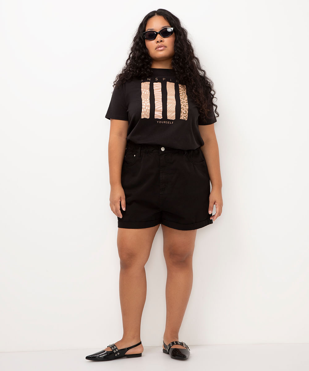 camiseta de algodão plus size inspire yourself preta