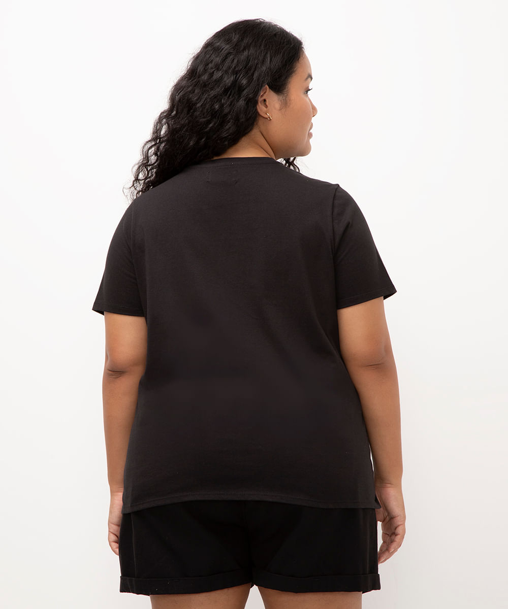 camiseta de algodão plus size inspire yourself preta