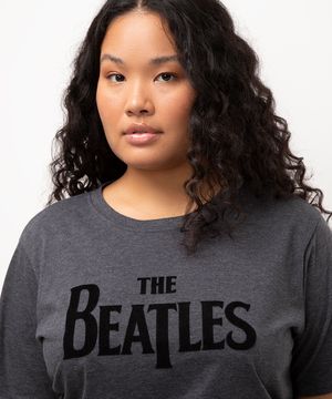 camiseta plus size manga curta the beatles cinza mescla