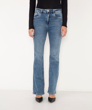 calça jeans flare cintura alta azul