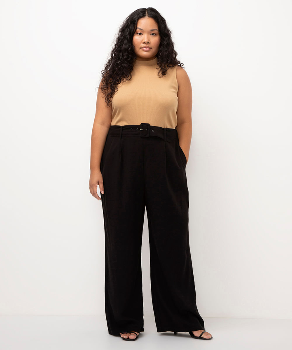 regata plus size gola alta bege