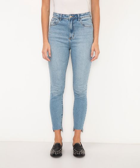 calça jeans skinny cintura alta azul