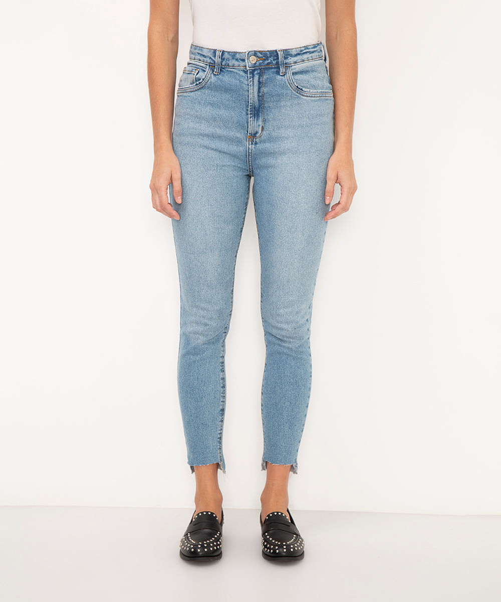 calça jeans skinny cintura alta azul
