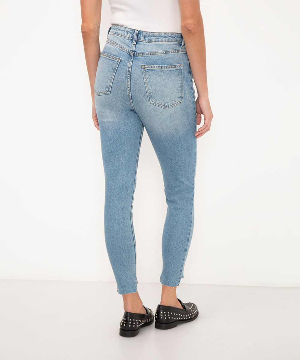 calça jeans skinny cintura alta azul