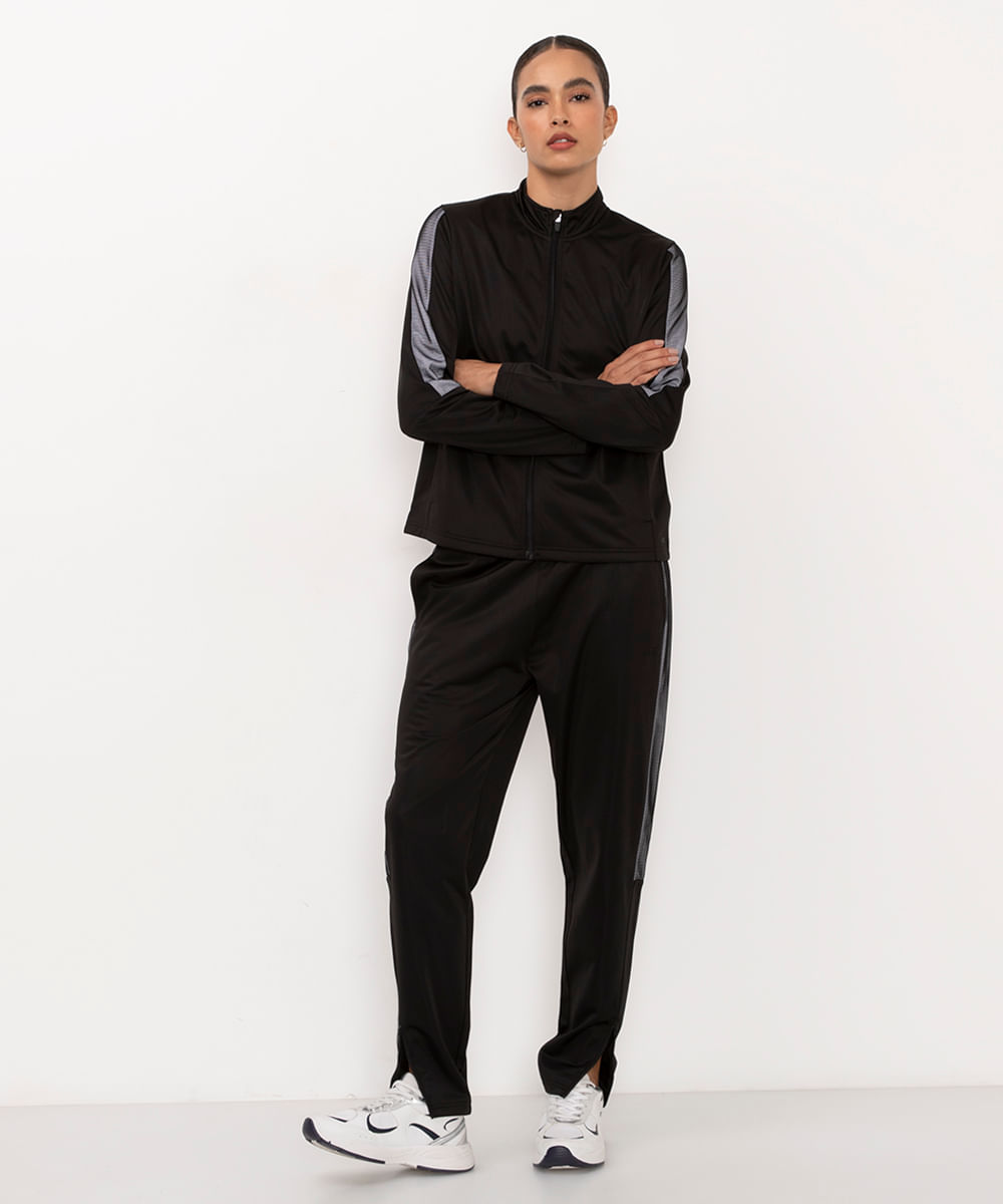 jaqueta gola alta esportiva ace preta