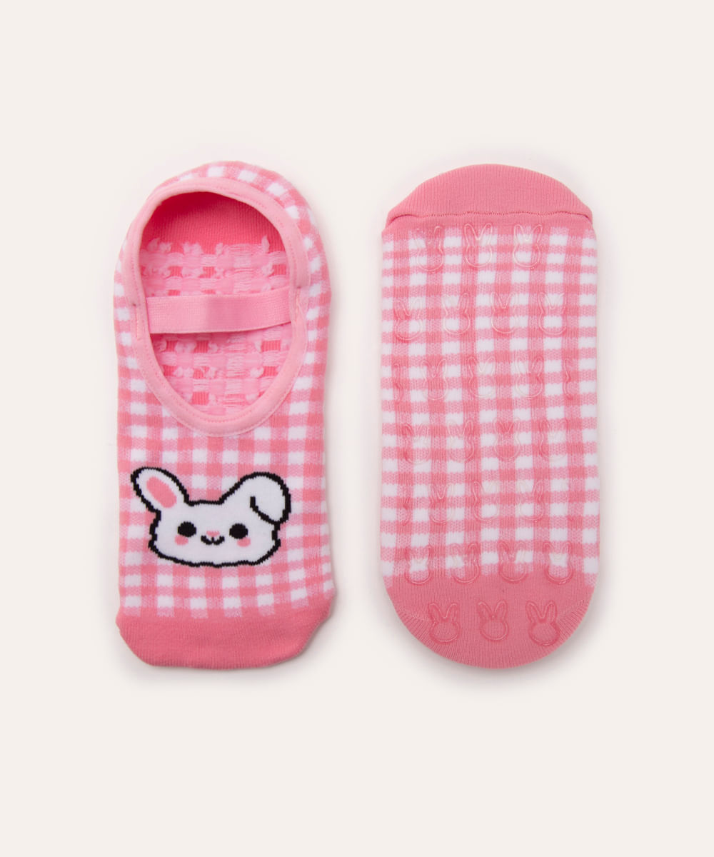 meia sapatilha coelho antiderrapante pink