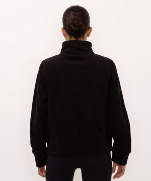 jaqueta de fleece gola alta esportiva ace  preto
