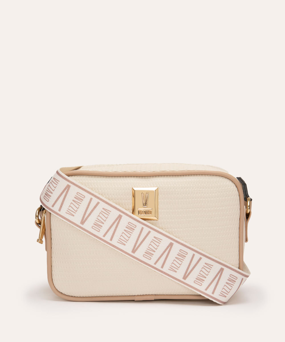 bolsa crossbody com textura vizzano off white