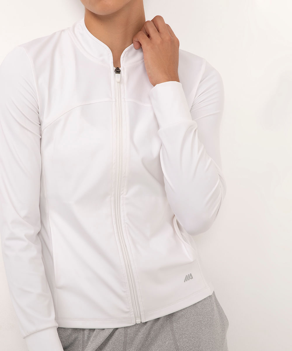 jaqueta gola alta esportiva - branco