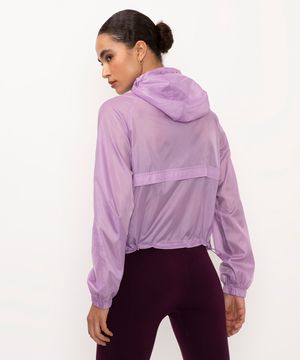 jaqueta corta vento com capuz esportiva ace lilás