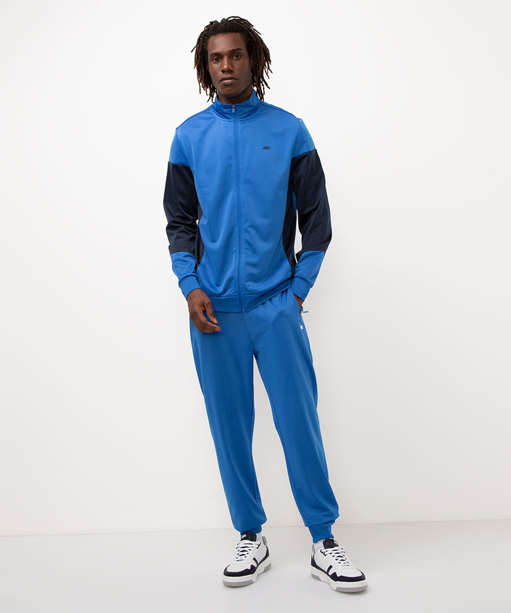 jaqueta esportiva com recortes azul