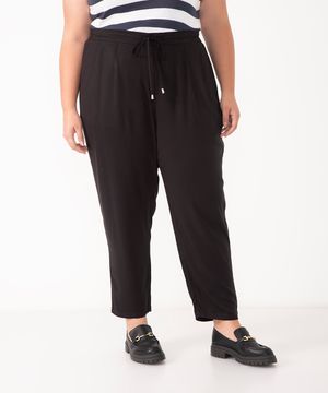 calça plus size de viscose preto