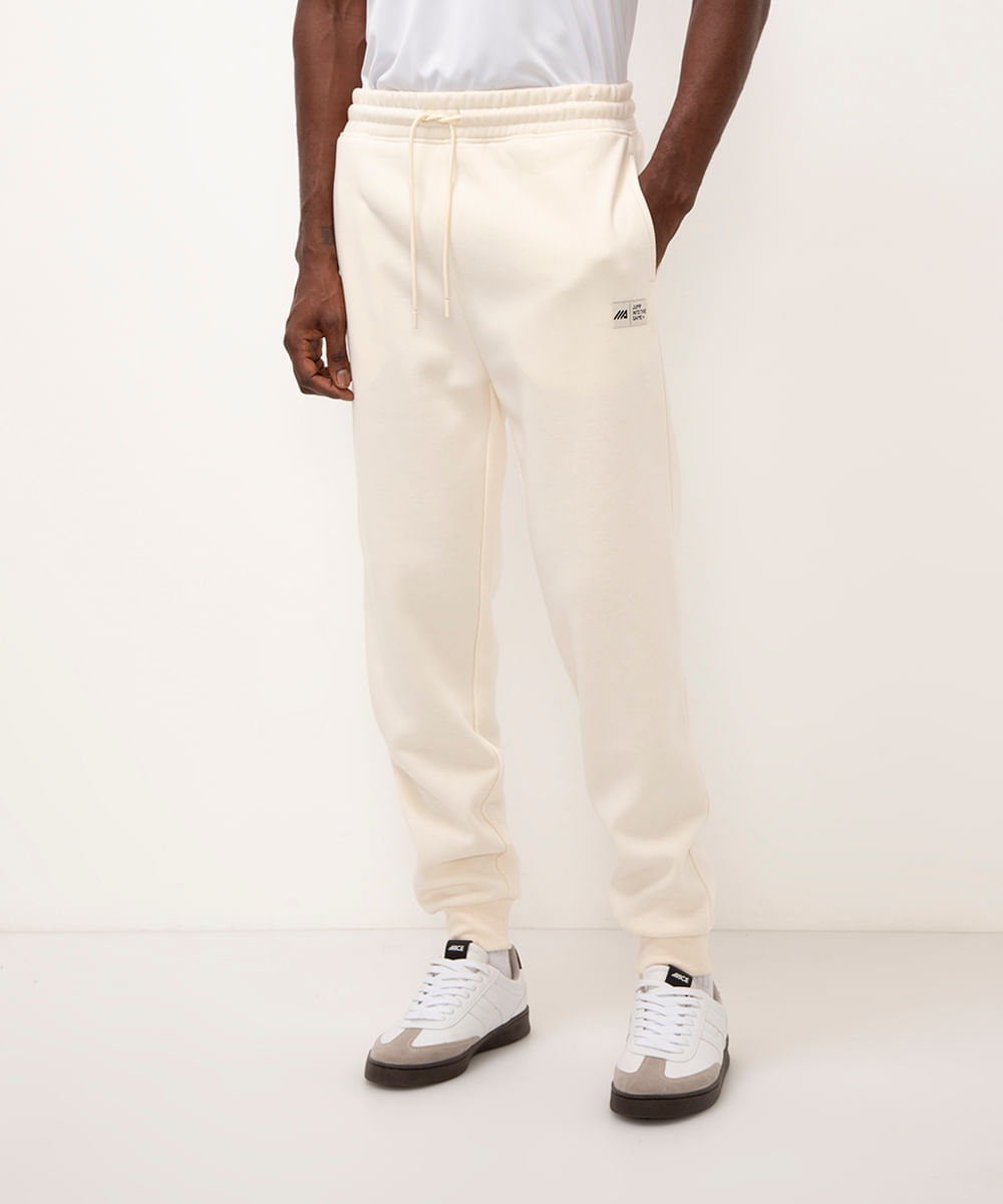 calça de moletom jogger cintura média esportiva off white