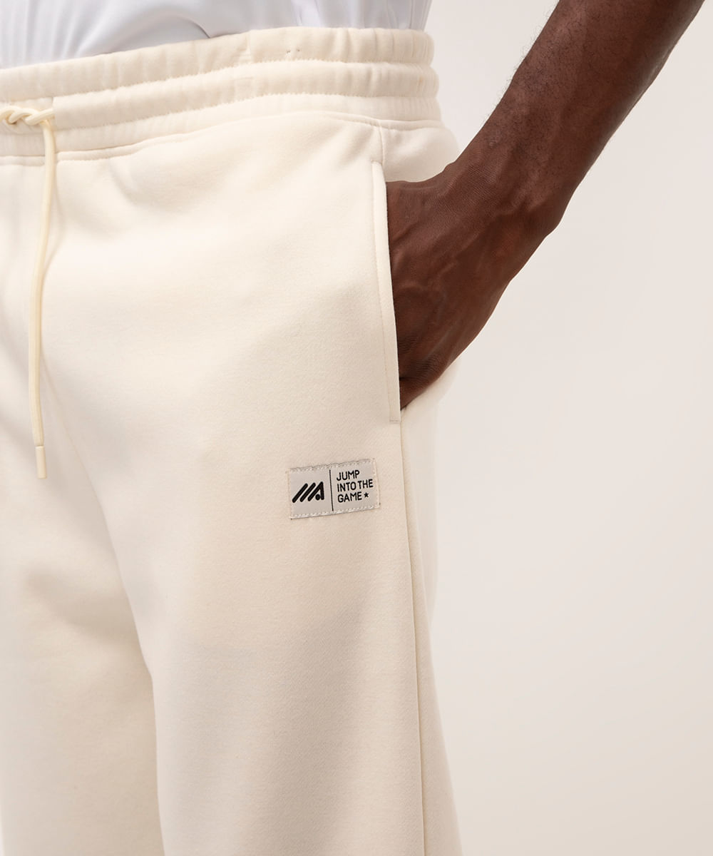 calça de moletom jogger cintura média esportiva off white