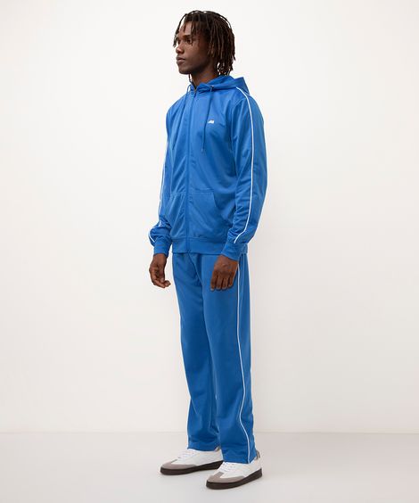 calça de malha reta com bolsos esportiva azul