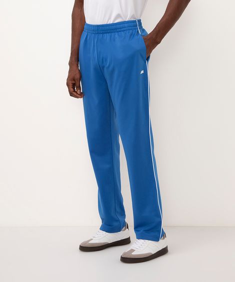 calça de malha reta com bolsos esportiva azul