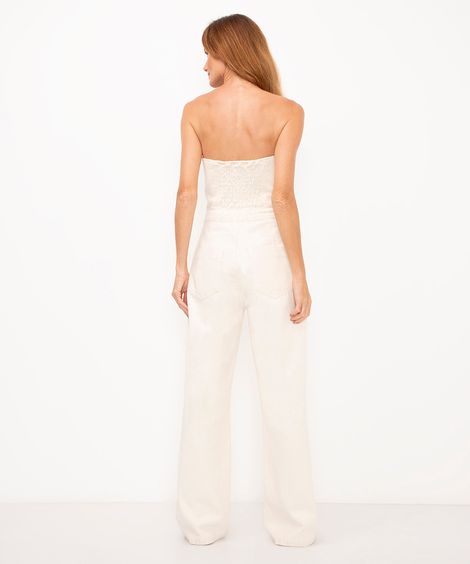 macacão de sarja sem alça off white