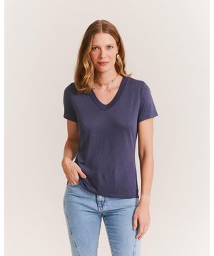 Blusa Gola v Larga - Azul Estelar