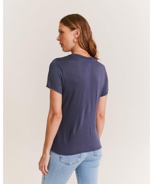 Blusa Gola v Larga - Azul Estelar