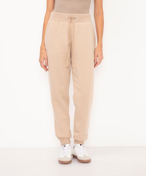 calça de moletom jogger com felpa - areia