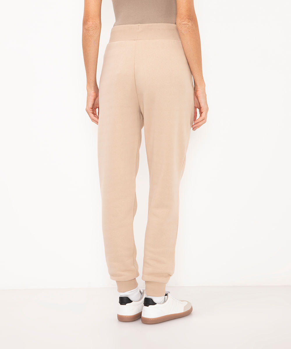 calça de moletom jogger com felpa - areia