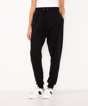 calça de moletom jogger com felpa - preto