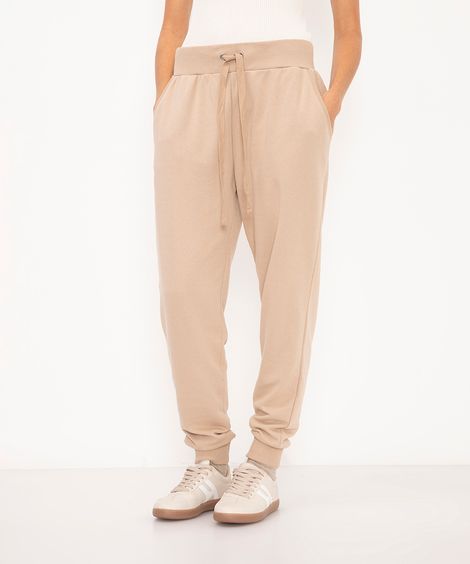 calça de moletom jogger básica - areia