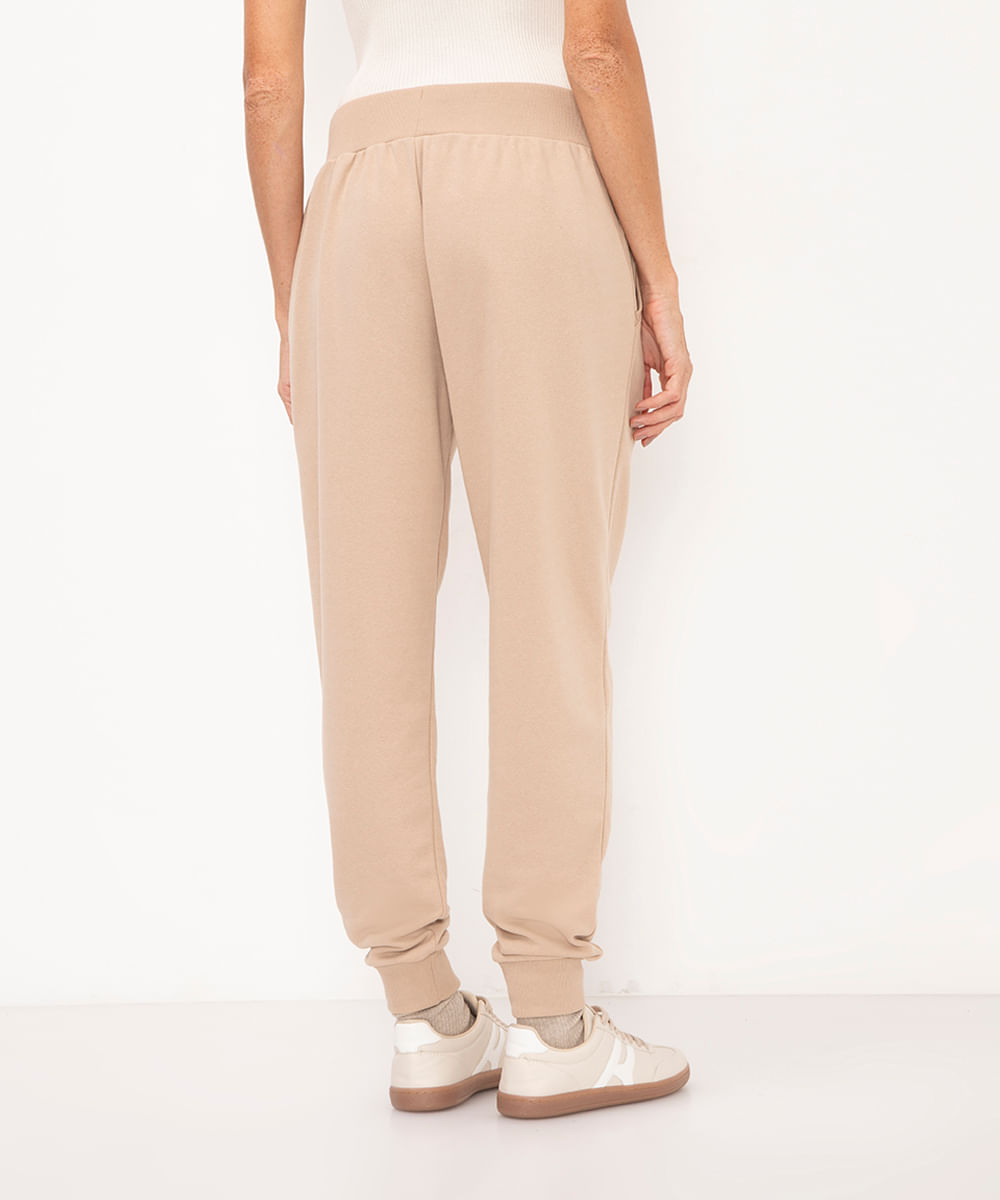 calça de moletom jogger básica - areia