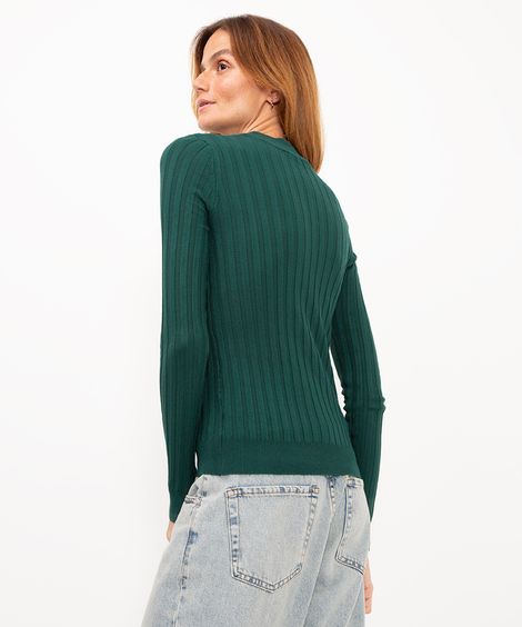 suéter de tricô canelado gola alta vermelho - verde escuro