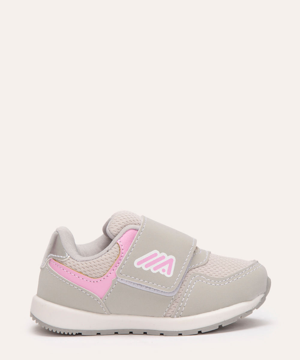 tênis infantil jogging com velcro cinza