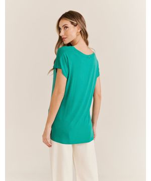 Blusa Malha Bordado Folha - Verde Bandeira