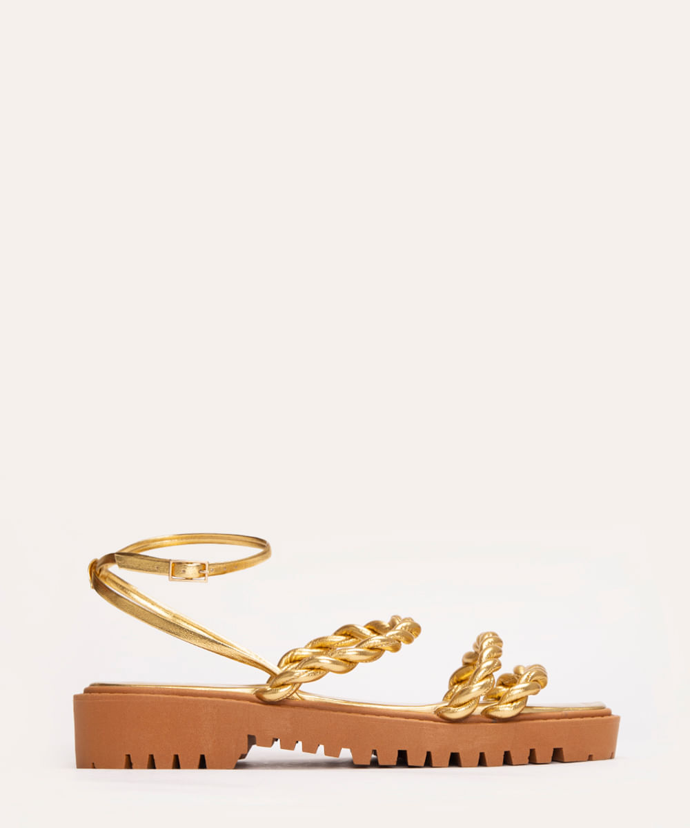 rasteirinha flatform tira torcida oneself dourada